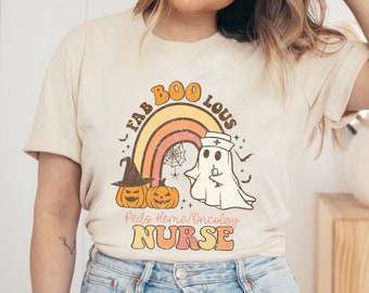 Peds Heme Onc Nurse Halloween Tshirt, Pediatric Hematology Oncology Spooky tee, Cute Matching Retro Halloween Peds Heme/Onc Nurse T-Shirt