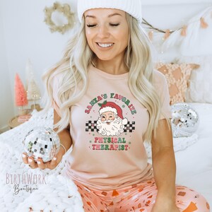 Physical Therapy Christmas tshirt, Santa's Favorite Physical Therapist, Xmas Pelvic Floor Physical Therapy Holiday shirt, Festive PT t-shirt