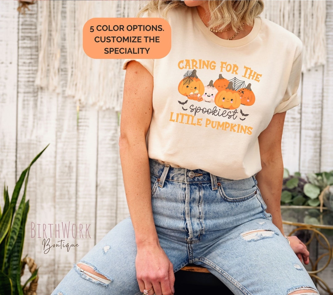 Cute Halloween Nurse Tshirt, Caring for Spooky Pumpkins T-shirt ...