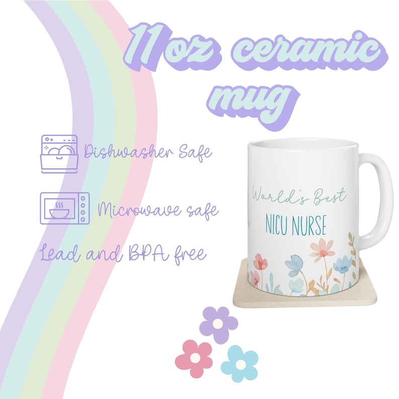 Custom Worlds Best mug, Personalized dainty Floral World's Best Mug, Coworker Christmas Gift, Present for work friend, Feminine coffee mug image 5