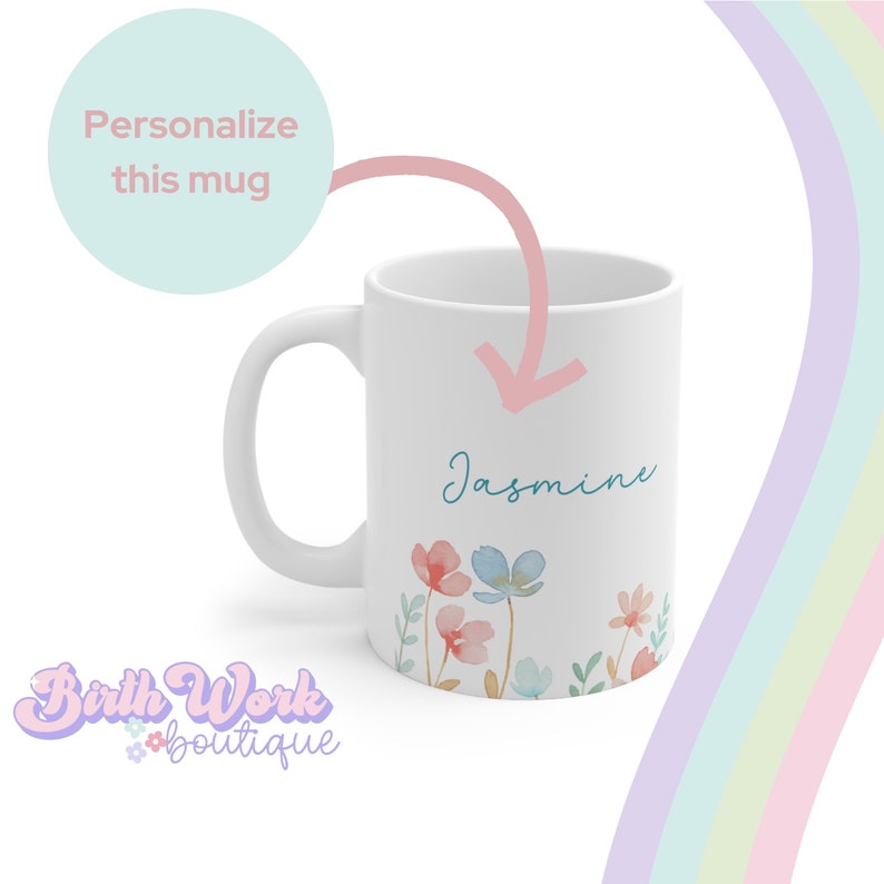 Custom Worlds Best mug, Personalized dainty Floral World's Best Mug, Coworker Christmas Gift, Present for work friend, Feminine coffee mug image 6