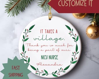 Personalized NICU Nurse Ornament, Custom Neonatal Nurse Christmas Gift, NICU Nurse Graduation, Neonatal Intensive Care RN Appreciation gift