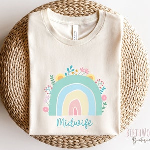 Chemise de Pâques de sage-femme, cadeau de Pâques arc-en-ciel pour infirmière sage-femme certifiée, t-shirt de printemps pour naissance, équipe de travail et d'accouchement