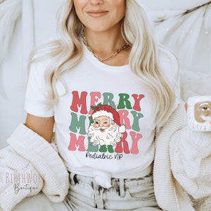 Pediatric Nurse Practitioner Christmas tshirt, Santas Favorite Peds NP, Pediatric Clinic PNP Holiday shirt, Merry pediatric np matching tee