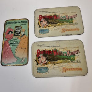 1900 3 x Seltene Edwardian Metall Werbekarten