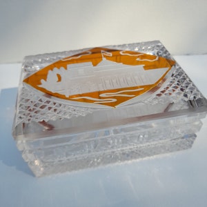Antique 1890s Bohemian hand cut Crystal Trinket Box.