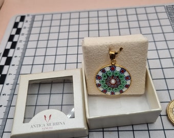 Millefiori Murrina Glass Silver Gilt Pendant