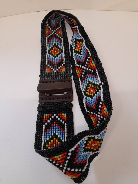 Vintage 1970s Native Indian/aztec Style Glass Beaded Belt  display picture 3