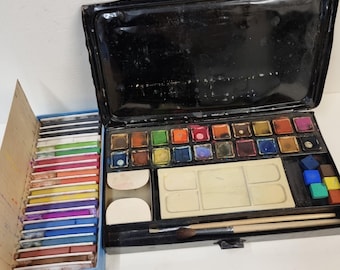 ヴィンテージ 1950 年代 水彩絵の具箱 ページ オブ ロンドン ブリキ