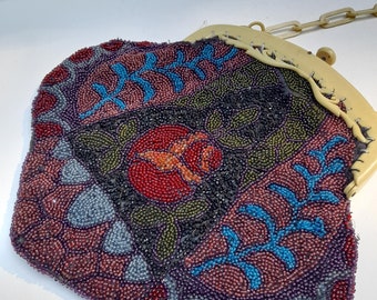 Art Déco Hand Beaded Celluloid Bag