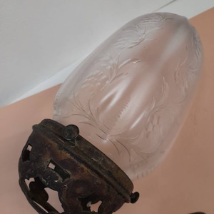 Antique 1910s Art Nouveau etched glass shade.
