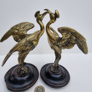 A Pair of Brass / Bronze Crested Cranes