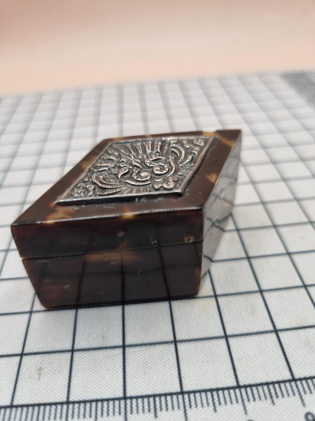 Vintage 1900 T.shell Snuff Box With White Metal Inlay. - Etsy
