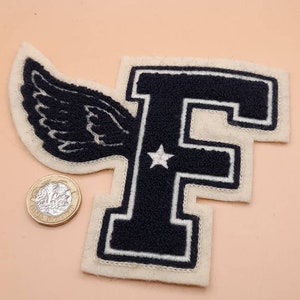 LARGE Light Grey / Black Letter Patch Patches Iron on / Sew on