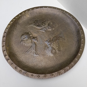 Arts and Crafts Newlyn School brass Tray