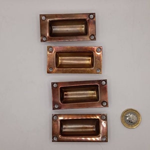 4 x poignées de porte coulissante en laiton des années 1960, neuves, stock ancien.