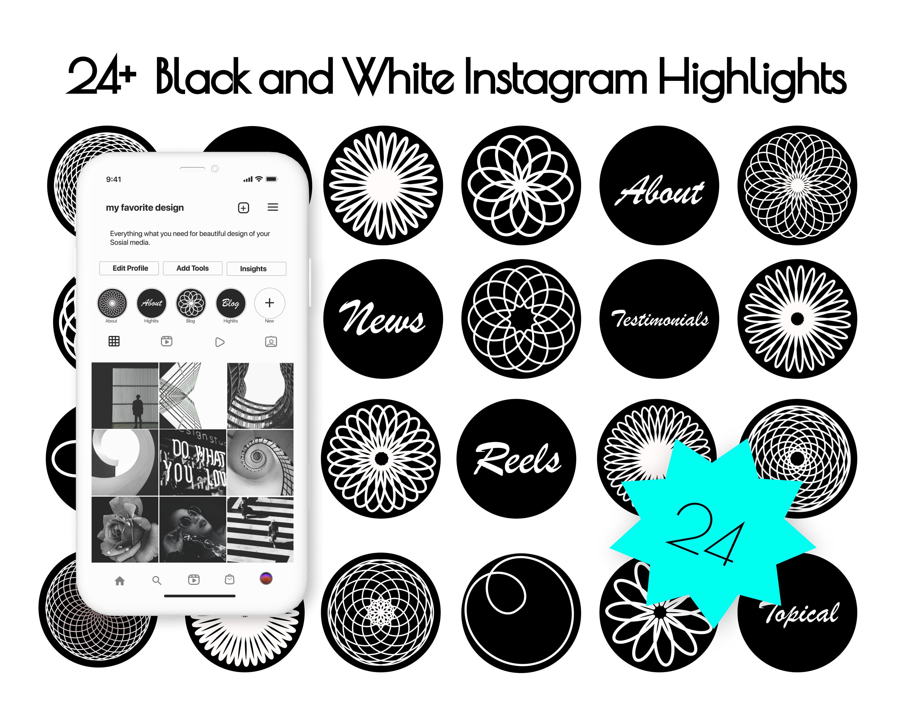 Instagram Highlights Cover Kit Black and Whte - Etsy Denmark