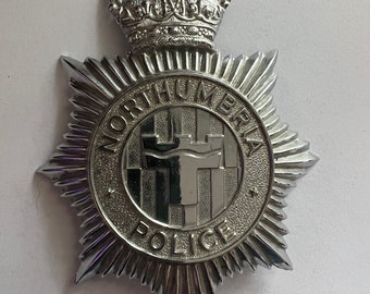 British Police Helmet Badge - Northumbria Police. Excellent Condition.