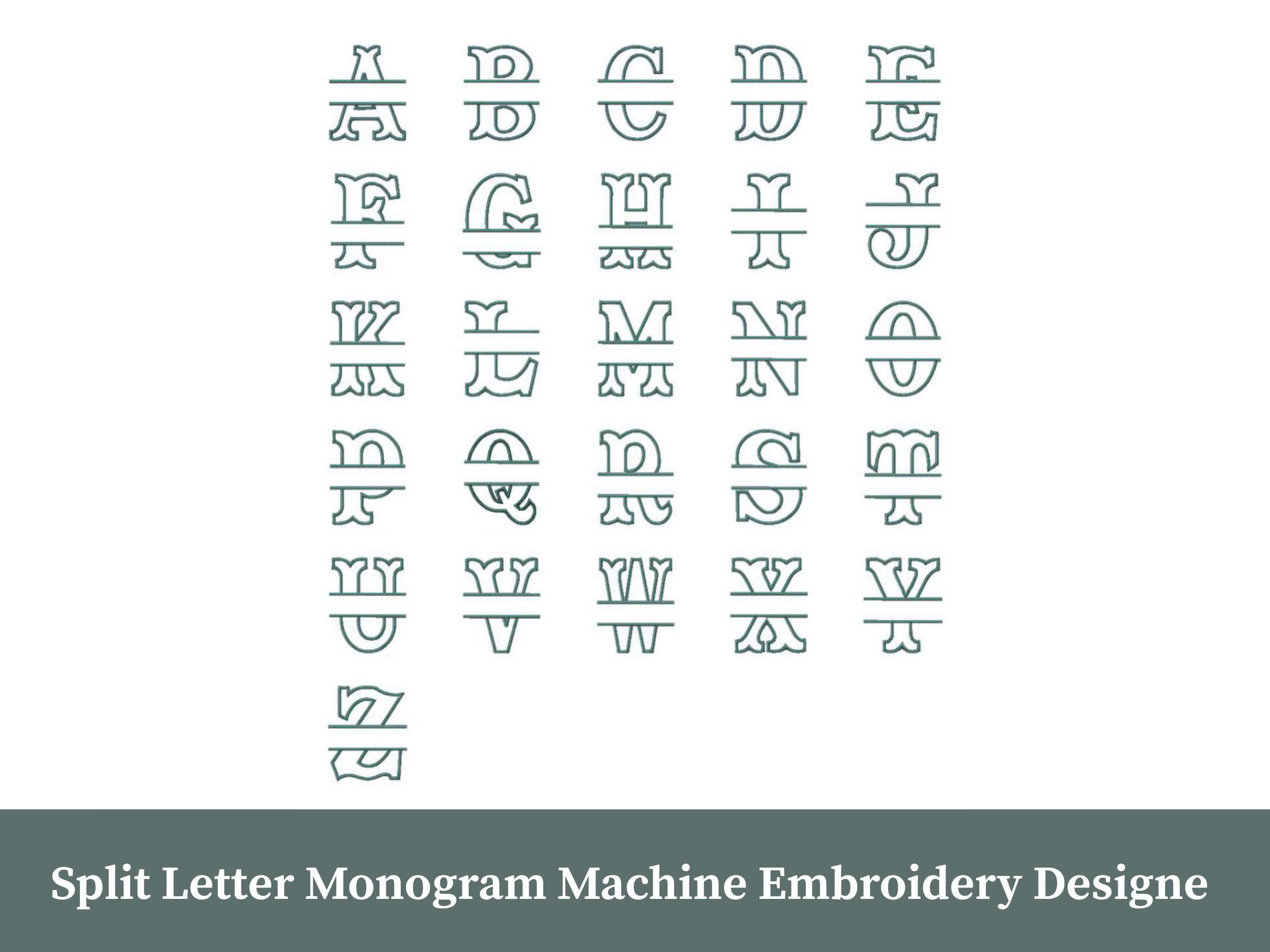 Split Letter Monogram Embroidery Font BX PES | Tuscan Split Alphabet ...