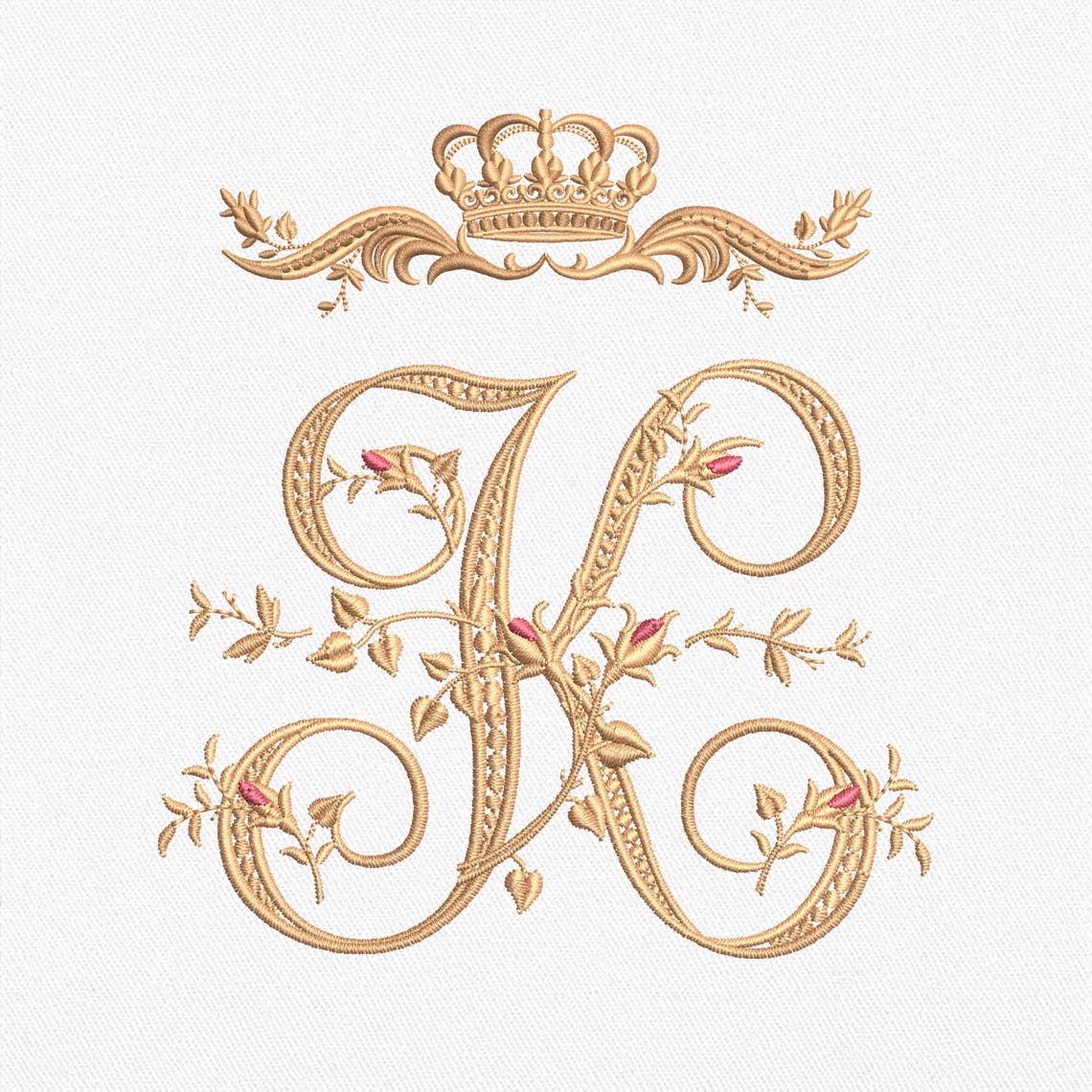 Custom Victorian Font Crown Letter Embroidery File | Personalized ...