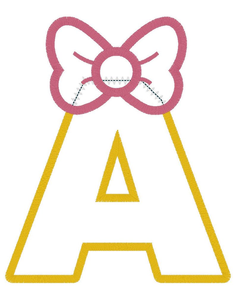 Bow Alphabet Embroidery Design | Cute Bow Letter Monogram | Girl ...