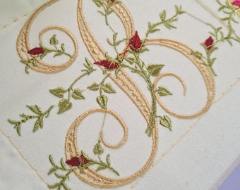 Victorian Floral Monogram Embroidery Font A-Z, Elegant Vintage Alphabet Letters, Ornate Floral Machine Embroidery Design PES Files