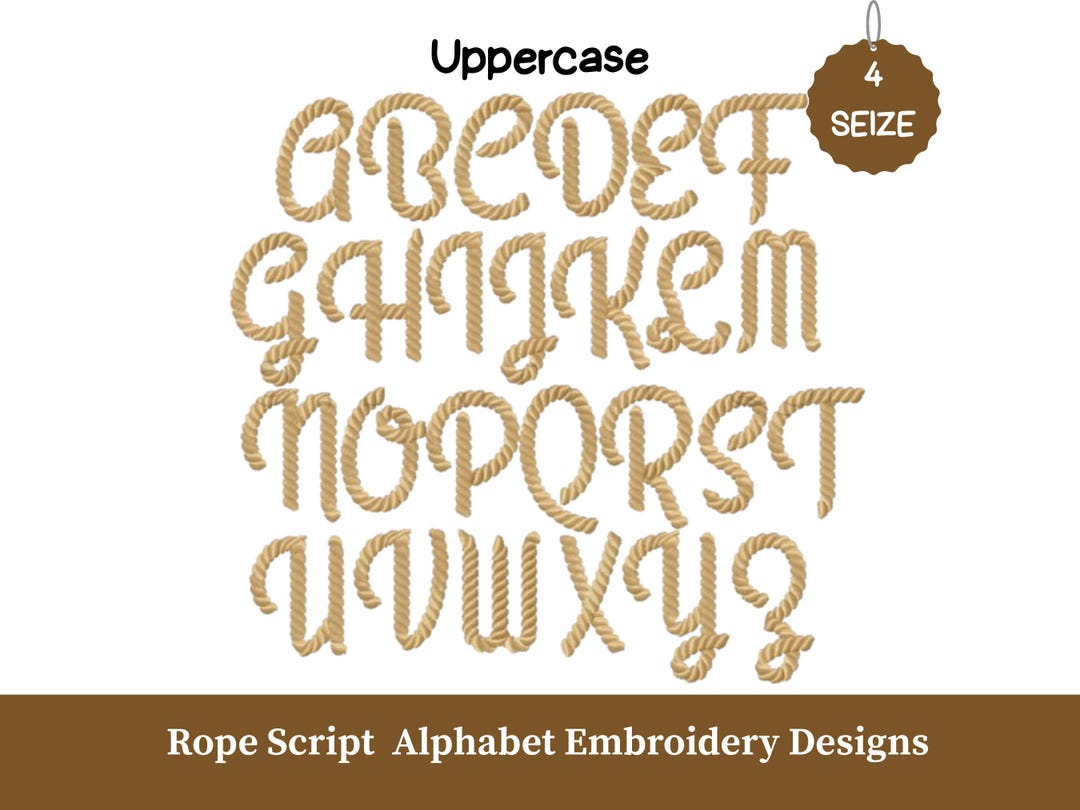 Rope Alphabet Embroidery A-Z | Uppercase Lowercase Letter Designs ...