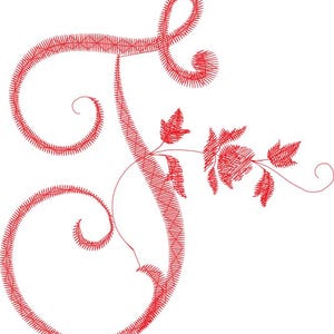 Floral Monogram Daisy Embroidery Design, Elegant Script Letter with Butterfly&Leaves,Pes Format Minimalist Nursery Wedding Instant Download. image 2