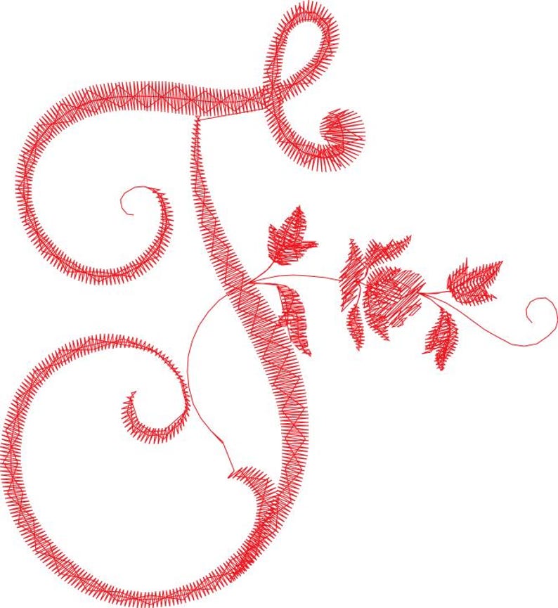 Floral Monogram Daisy Embroidery Design, Elegant Script Letter with Butterfly&Leaves,Pes Format Minimalist Nursery Wedding Instant Download. image 2