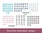 Bundle Floral Alphabet Embroidery Font A–Z PES | Monogram Letter Embroidery Designs | Decorative Machine Embroidery Font,Instant download