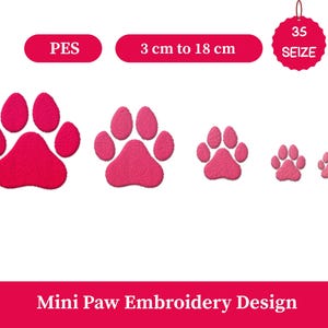 Mini Paw Print machine embroidery design, Dog Paw Machine Embroidery,35 Seize,Instant download