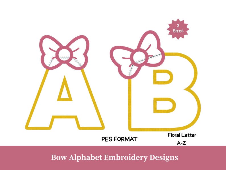 Bow Alphabet Embroidery Design | Cute Bow Letter Monogram | Girl ...