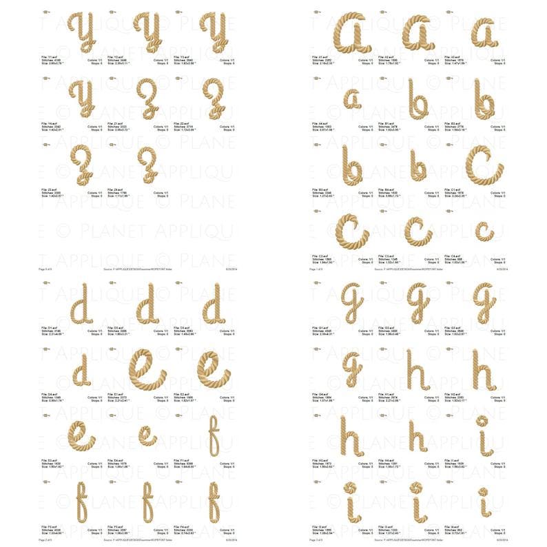 Rope Alphabet Embroidery A-Z | Uppercase Lowercase Letter Designs ...