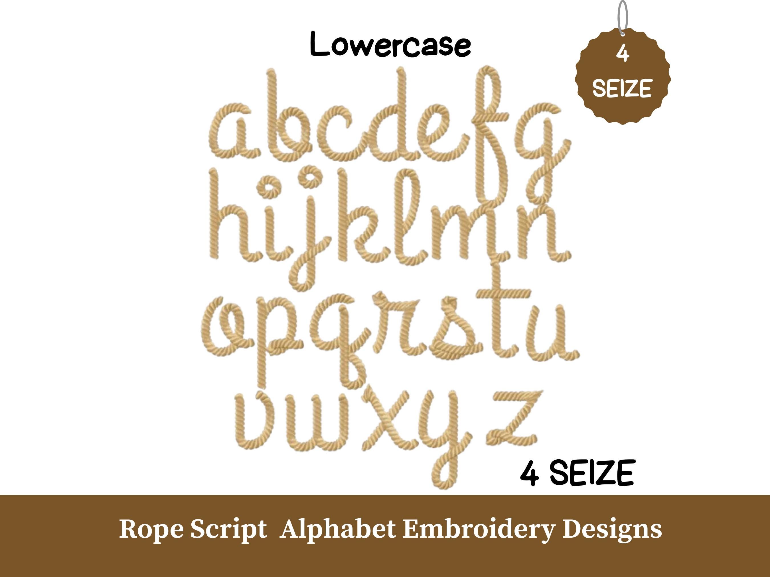Rope Alphabet Embroidery A-Z | Uppercase Lowercase Letter Designs ...