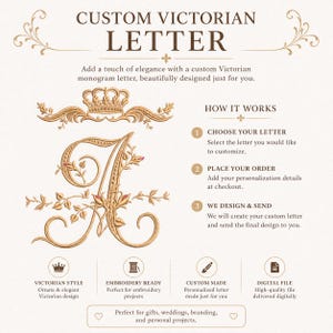 Custom Victorian Font Crown Letter Embroidery File | Personalized ...