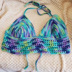 Multicolored Crochet Halter Bralette Top