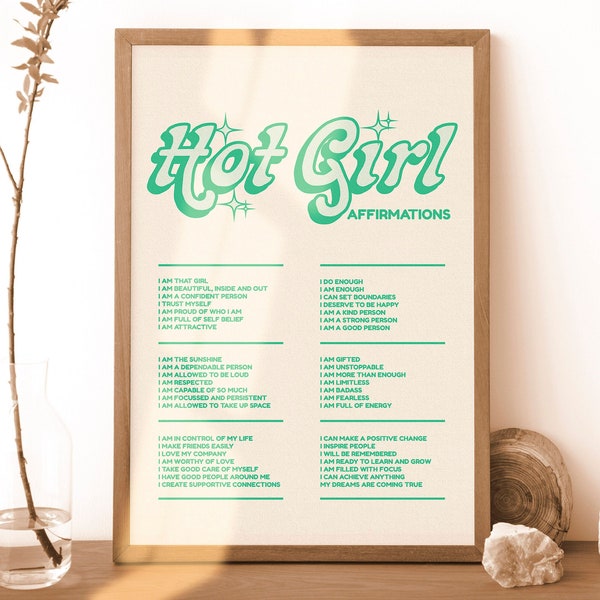 Salon Decor Poster, Esthetician Wall Art, Beauty Salon Decor, Hot Girl Affirmations Print, Esthetics Decor