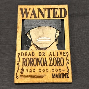 Gravura em madeira personalizada, inspirada no mangá / Shanks Luffy, Zoro, cartaz de procurado de One Piece, procurado imagem 2