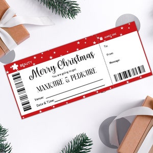 Certificat-cadeau personnalisé de manucure et de pédicure pour Noël, cadeau de Noël de dernière minute pour les amoureux de la beauté, carte-cadeau pour soins personnels