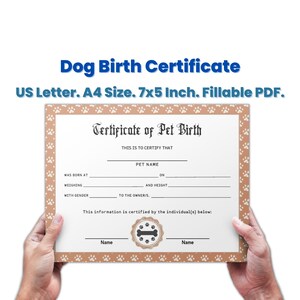 Gepersonaliseerde huisdier hond geboorteakte sjabloon bewerkbaar, nieuwe puppy cadeau, huisdier hond records, hond moeder cadeau, huisdier aandenken