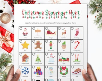 Christmas Light Scavenger Hunt Around Town, Fun Christmas Games for Kids, Christmas Party Game, Winter Holiday Scavenger Hunt for Families