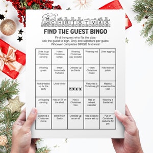 Find the Guest Bingo Christmas Party Game, Find Someone Who Bingo Game, Ice Breaker Game, Family Reunion Games, Editable Template