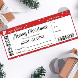 Certificado de regalo personalizado de limpieza de la casa de Navidad, vale de regalo de último minuto para papá primerizo, regalo de Navidad para mamá primeriza