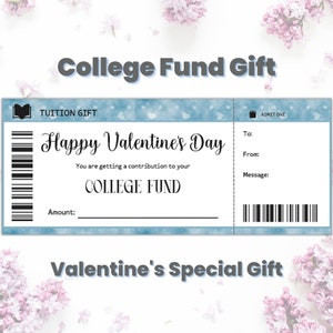 Aangepaste Valentines College Fund cadeaubon, geld cadeaubon voor vriend, last minute Valentijnsdag geschenk, Valentijnsdag coupon, liefdescadeau