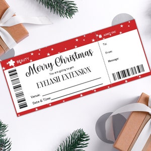 Gepersonaliseerde kerstwimperverlenging cadeaubon, wimpervoucher cadeaukaart voor moeder, beste vriend, zelfzorgcadeaus voor vrouwen, voor haar