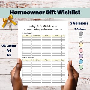Hausbesitzer Must Have und Schön zu haben Geschenk Wunschliste, Hausbesitzer Geschenk Wunschliste Organizer, Housewarming Party Geschenkliste Vorlage