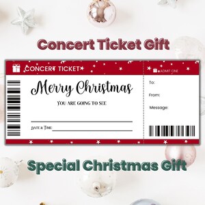 Personalisierte Weihnachts Konzert Ticket Karte, Weihnachtsüberraschung Event Ticket Vorlage, druckbares Ticket Geschenk für Sie, Überraschungsgeschenk für Ihn
