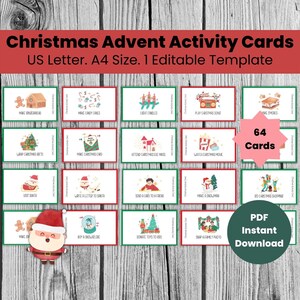Activiteitenkaarten voor kerstadvents, kerstactiviteiten voor gezinnen, aftellen naar Kerstmis, kerstcadeaus voor kinderen van alle leeftijden, leuke kerst