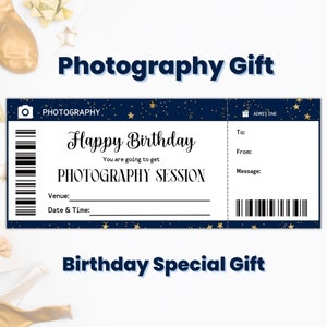 Modelo de cartão de presente fotográfico, certificado de presente personalizado para fotografia de feliz aniversário, presente de última hora para mamãe, voucher fotográfico