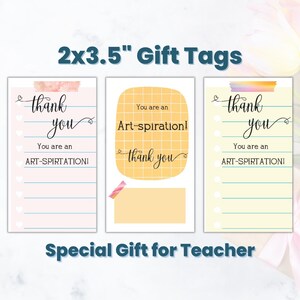 Art Teacher Appreciation Week Gift Tags Printable, Teacher Appreciation Note, Teacher Thank You Editable Template, Mentor Teacher Gifts